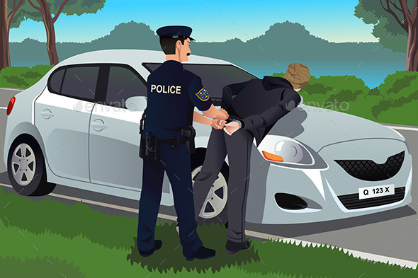 Cop Handcuffs a Law-Breaker - People Characters