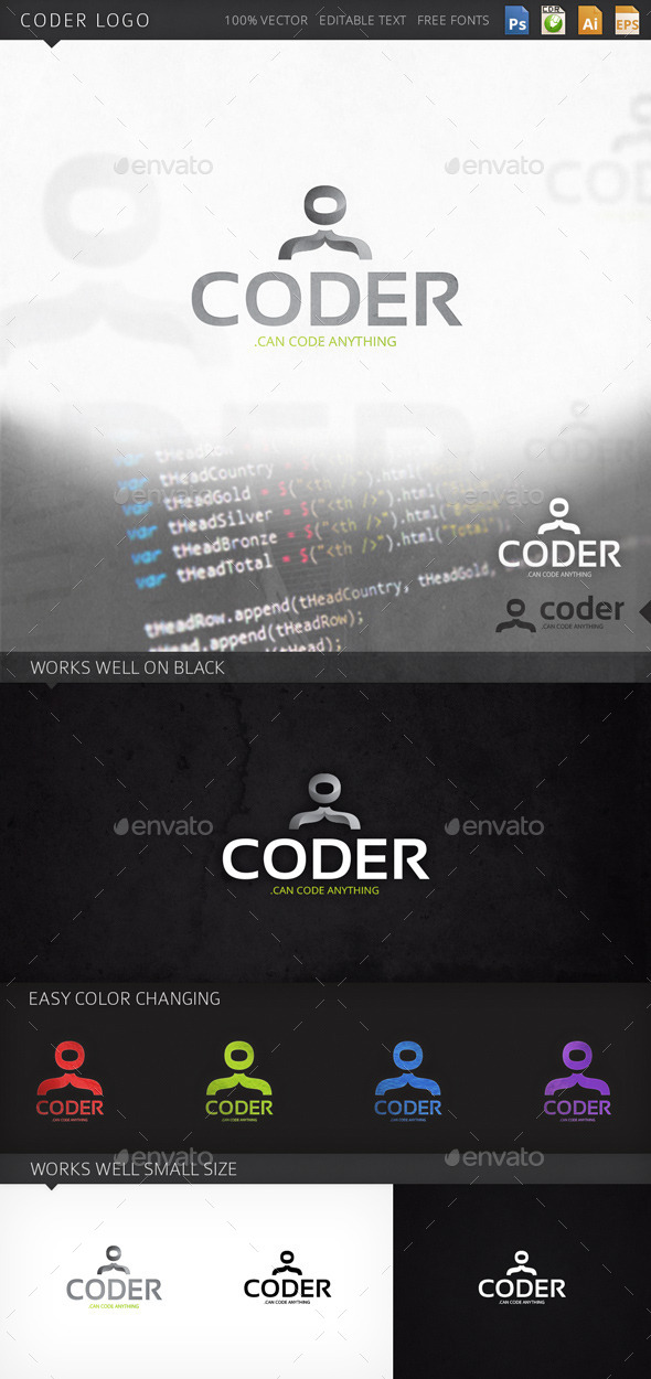 Coder Person Human Logo Template - Humans Logo Templates