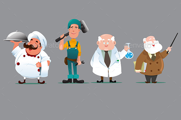 Chef Builder Chemist Teacher - People Characters