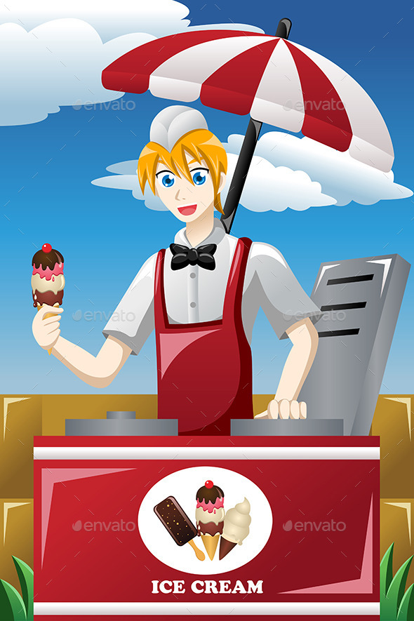 Man Selling Ice Cream - People Characters