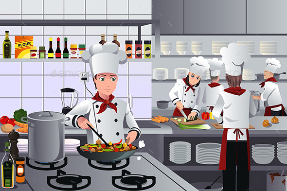 Scene Inside Restaurant Kitchen - Business Conceptual