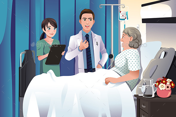 Doctor and Nurse Talking to a Patient - People Characters