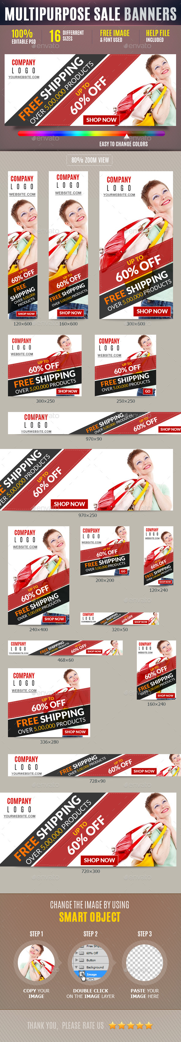 Multipurpose Sales Marketing Web Banners - Banners & Ads Web Elements