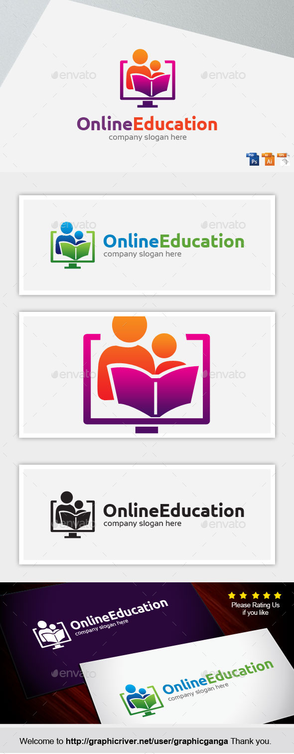Online Education - Humans Logo Templates