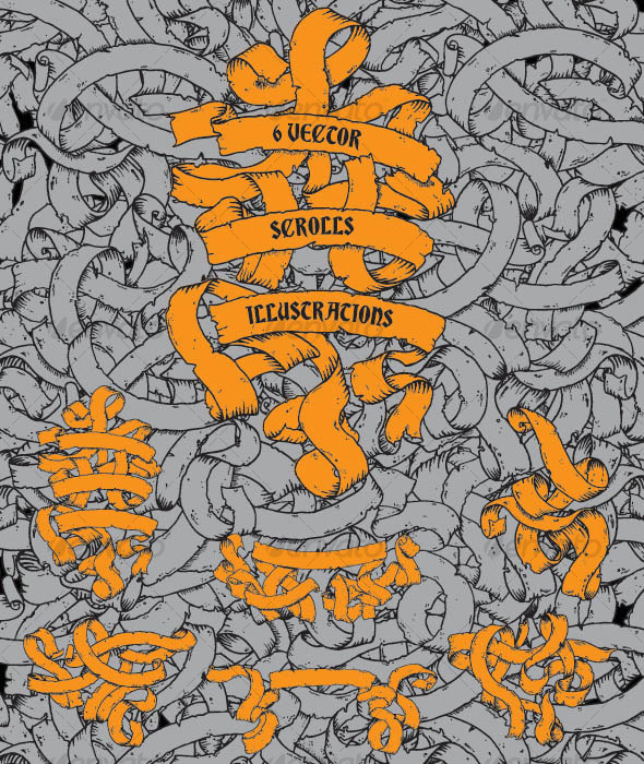 6 Vector Scrolls Illustrations - Decorative Vectors