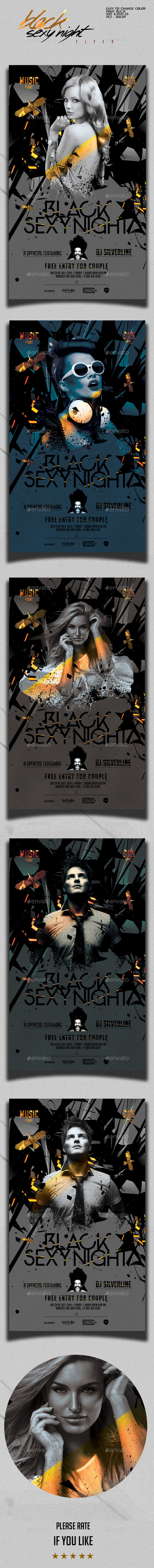 Black Sexy Night Party Flyer Template - Clubs & Parties Events