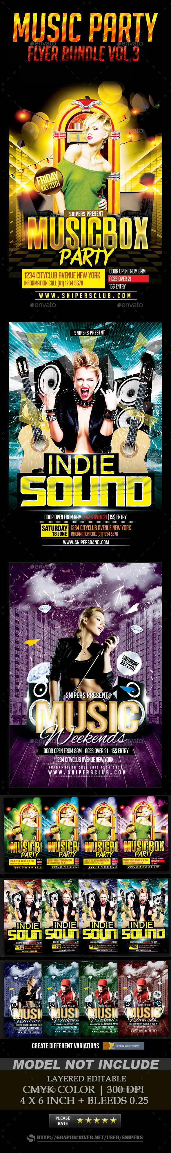 Music Party Flyer Bundle Vol.3 - Events Flyers