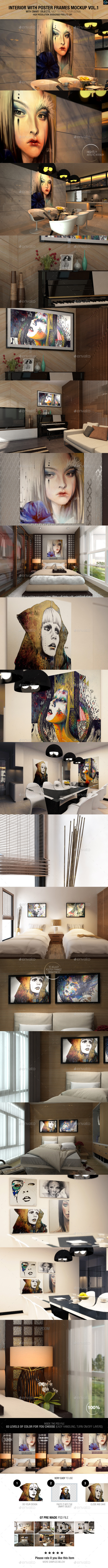 Interior With Poster Frames Mockup Vol.1 - Miscellaneous Displays