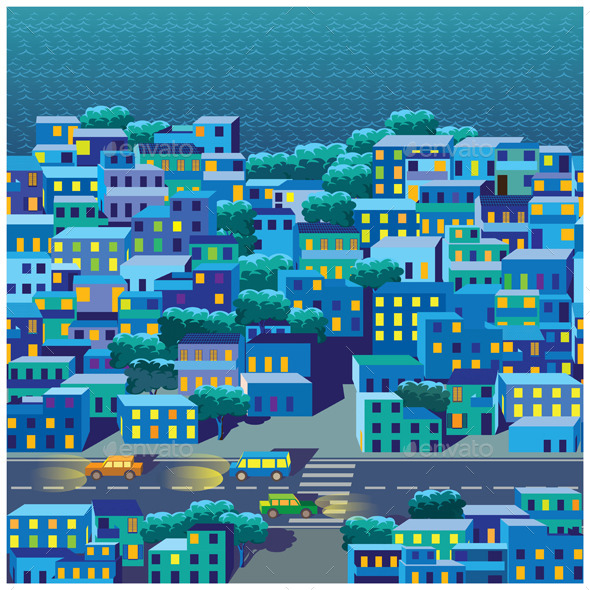 Old District at Night - Landscapes Nature