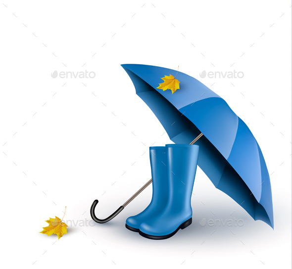 Background with Umbrella and Rain Boots - Seasons Nature