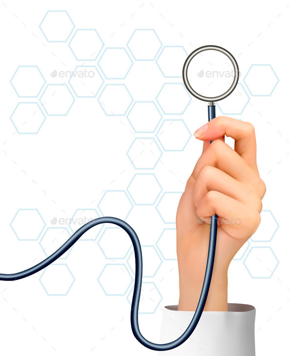 Background with Hand Holding a Stethoscope - Health/Medicine Conceptual