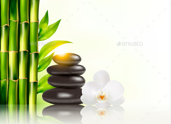 Spa Background with Bamboo and Stones - Health/Medicine Conceptual