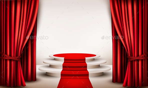 Background with Curtains and Red Carpet - Backgrounds Decorative