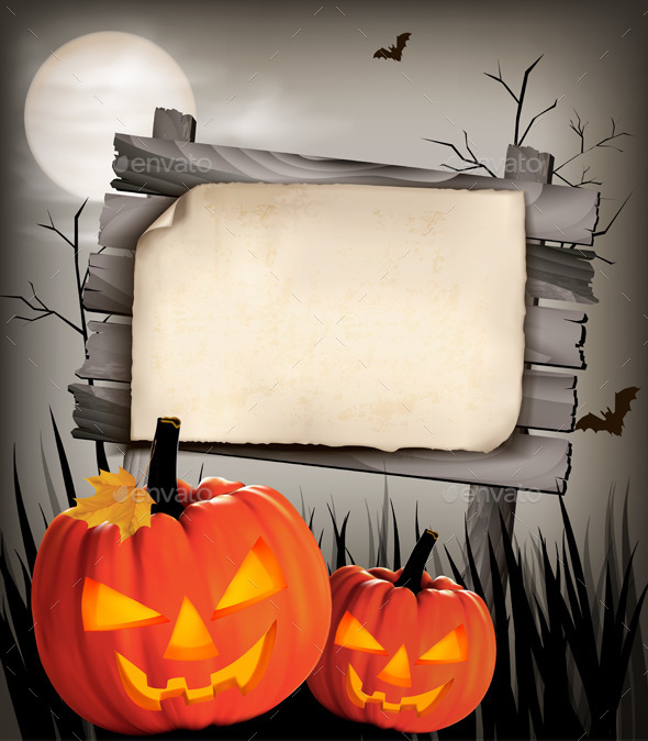 Halloween Background with Two Pumpkins - Halloween Seasons/Holidays
