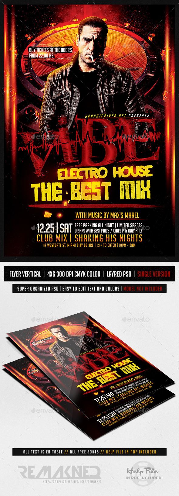 Vibe Electro House | DJ Flyer Template PSD - Clubs & Parties Events