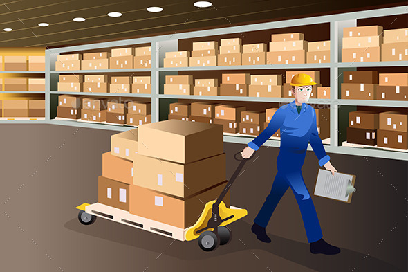 Man Working in a Warehouse - Business Conceptual