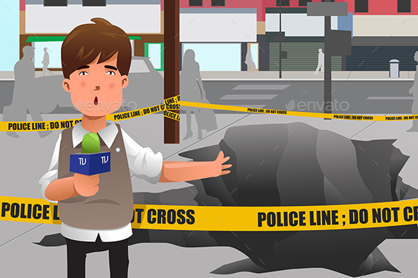 News Reporter working in the City - People Characters
