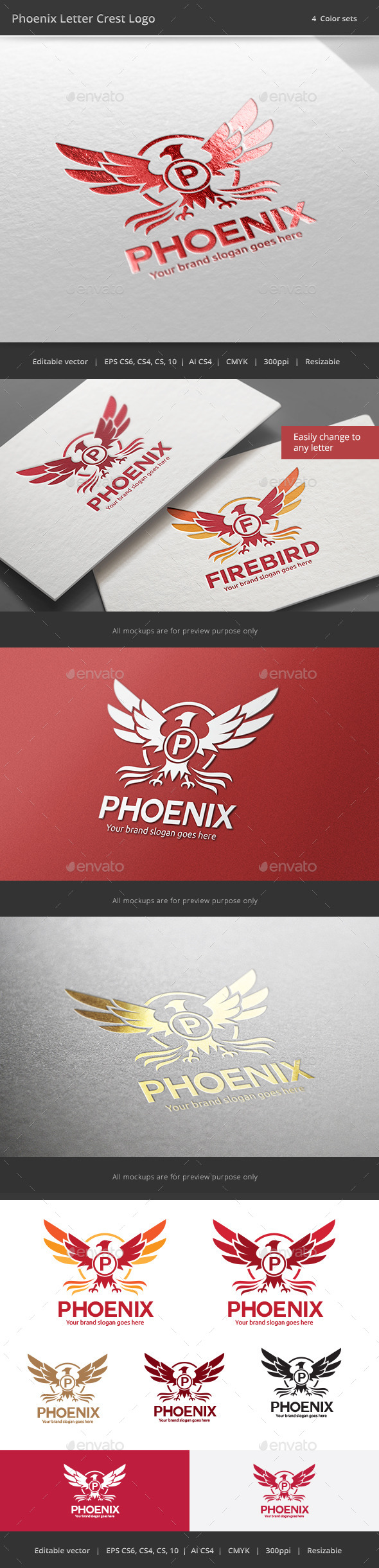Phoenix Letter Crest Logo - Crests Logo Templates