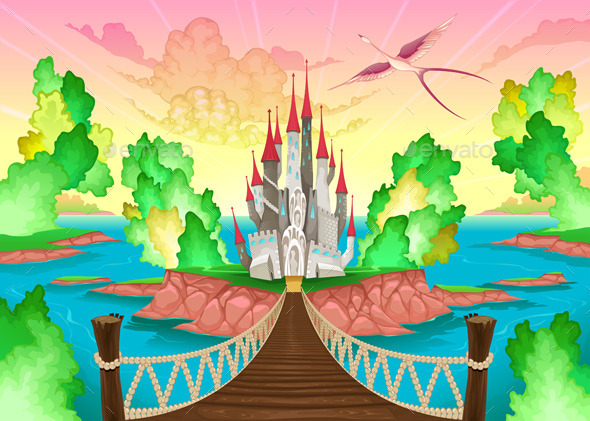 Fantasy Landscape with Castle - Buildings Objects