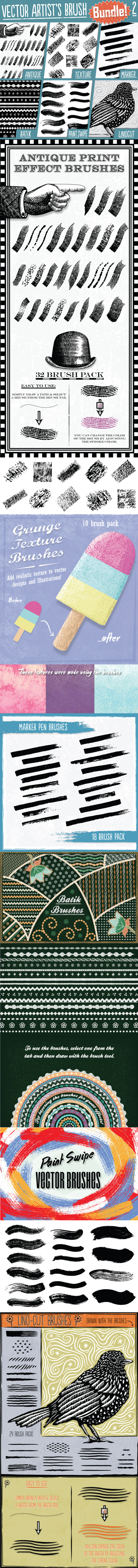 Vector Artist’s Brush Bundle 2 - Brushes Illustrator