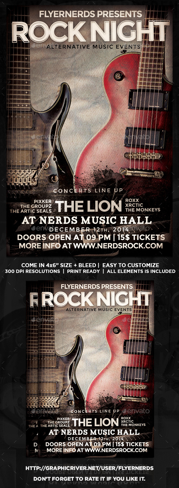 Classic Rock Night Music Flyer - Concerts Events