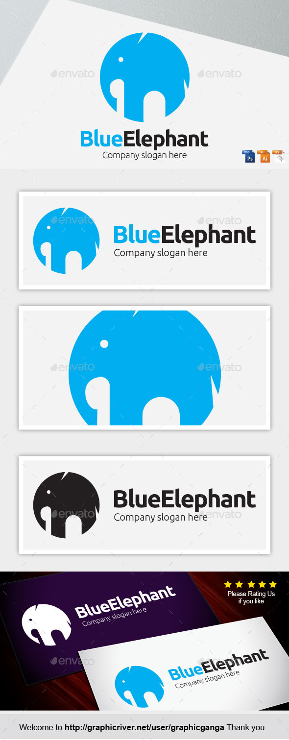 Blue Elephent - Animals Logo Templates