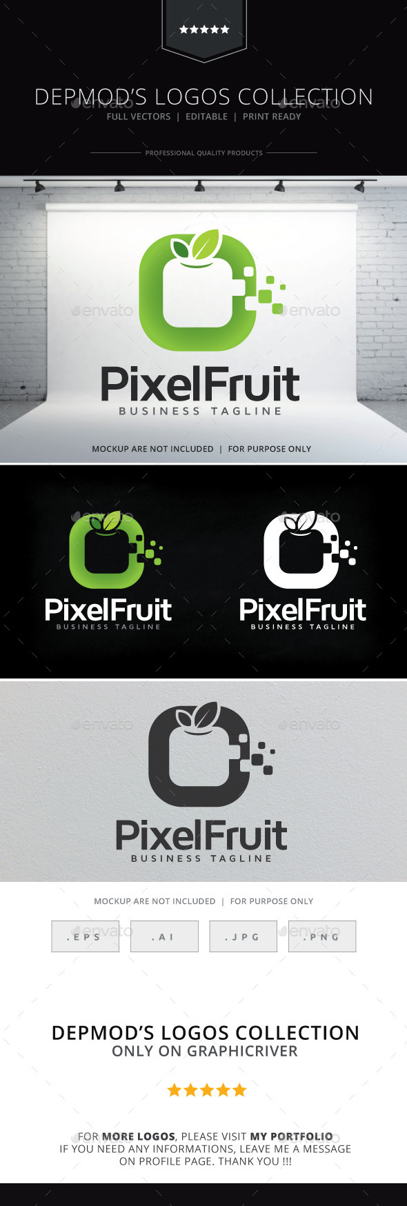Pixel Fruit Logo - Symbols Logo Templates