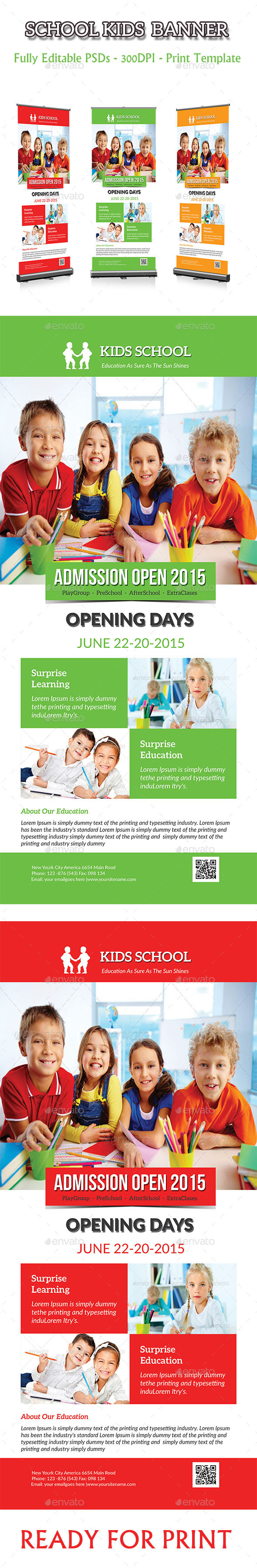 Kids School Banner - Flyers Print Templates