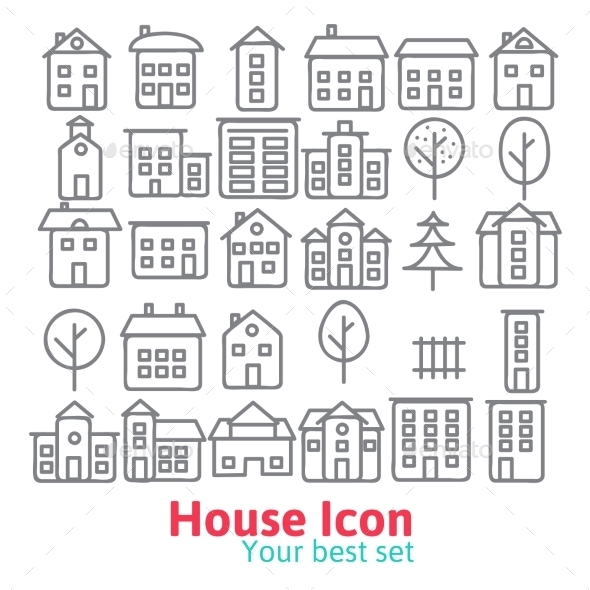 Building Icons Set. - Objects Vectors