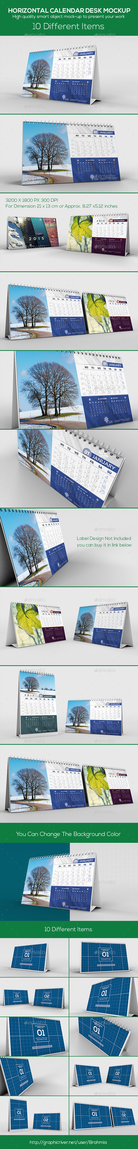 Horizontal Calendar Desk Mockup - Miscellaneous Print