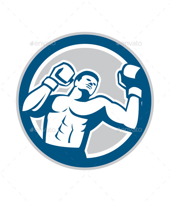 Boxer Boxing Boxing Circle Retro - Sports/Activity Conceptual