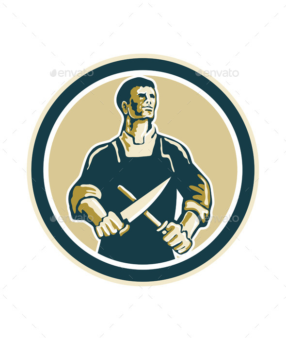 Butcher Cutter Knife Circle Retro - People Characters
