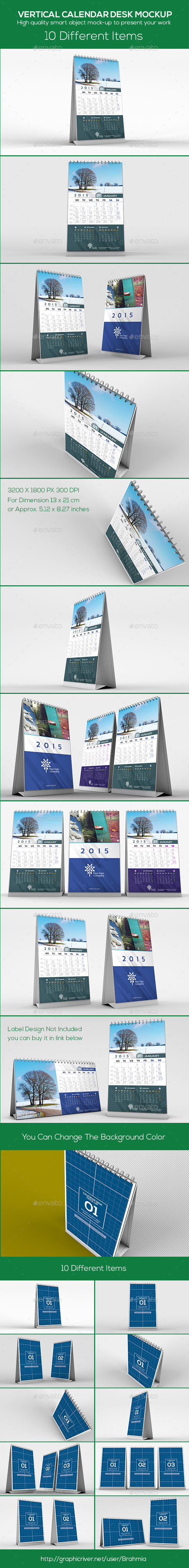 Vertical Calendar Desk Mockup - Miscellaneous Print