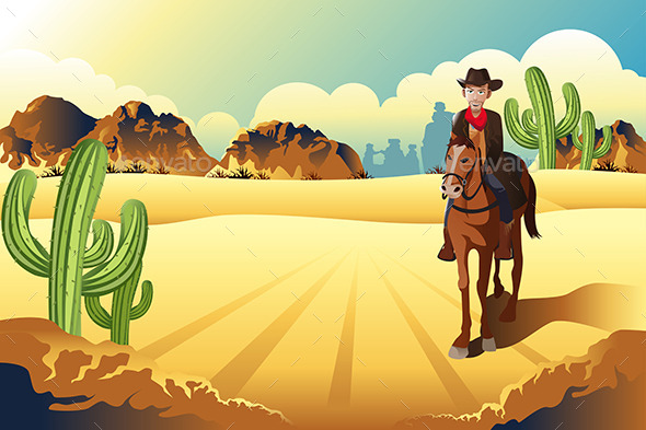 Cowboy Riding a Horse - People Characters