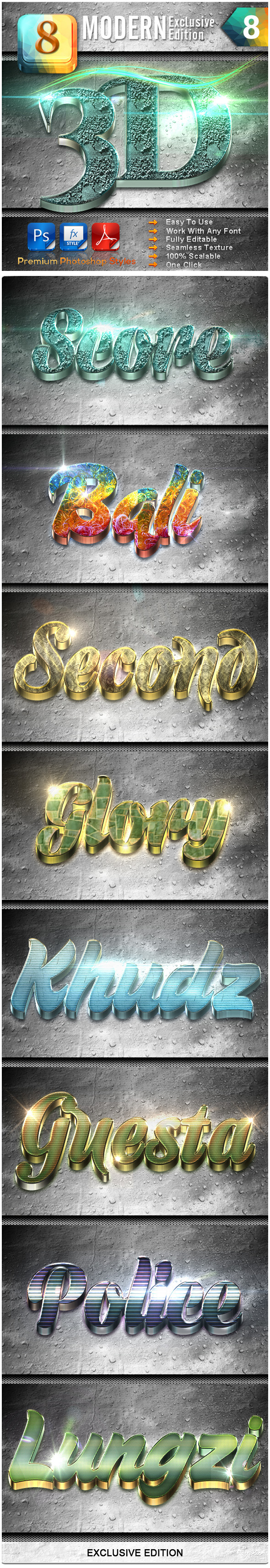 8 Modern 3D Exclusive Edition Vol.8 - Text Effects Styles