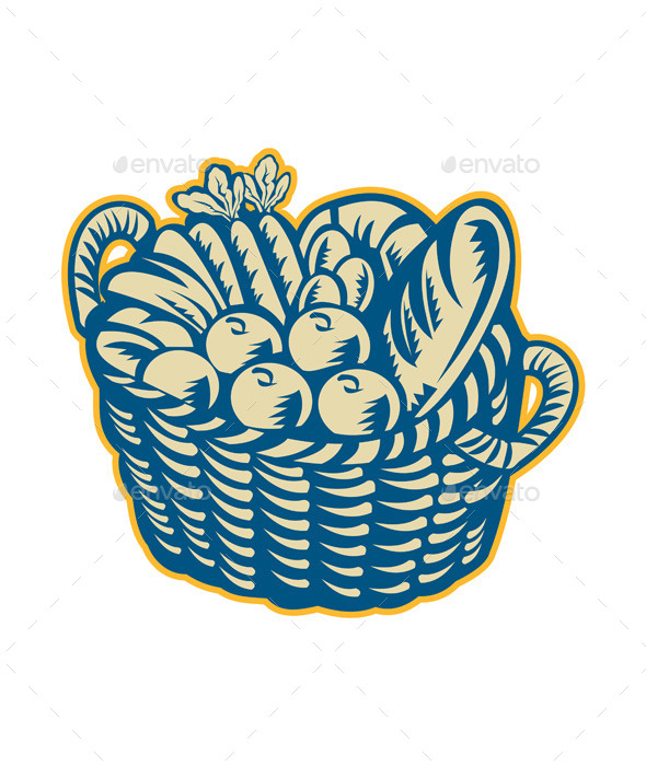Crop Harvest Basket Retro - Food Objects