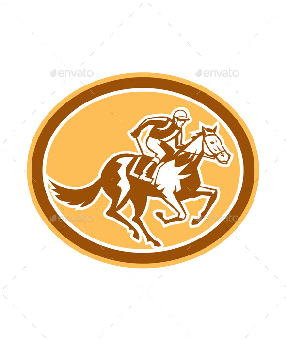 Jockey Horse Racing Oval Retro - Sports/Activity Conceptual