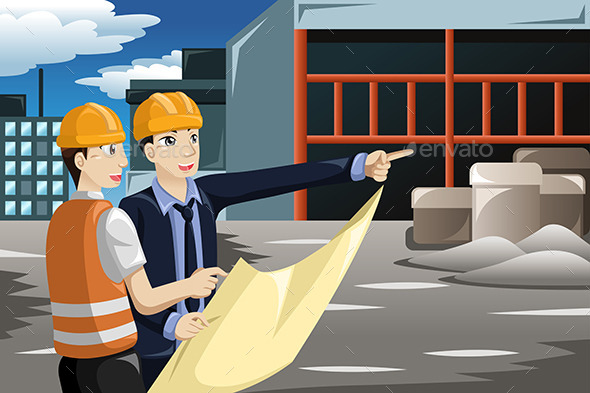 Architect Working at the Construction Site - Business Conceptual