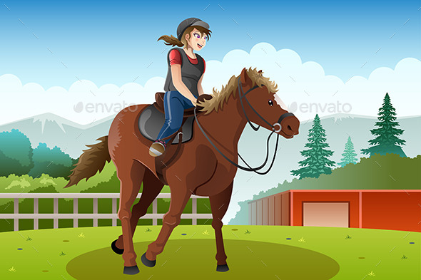Little Girl Riding a Horse - Sports/Activity Conceptual