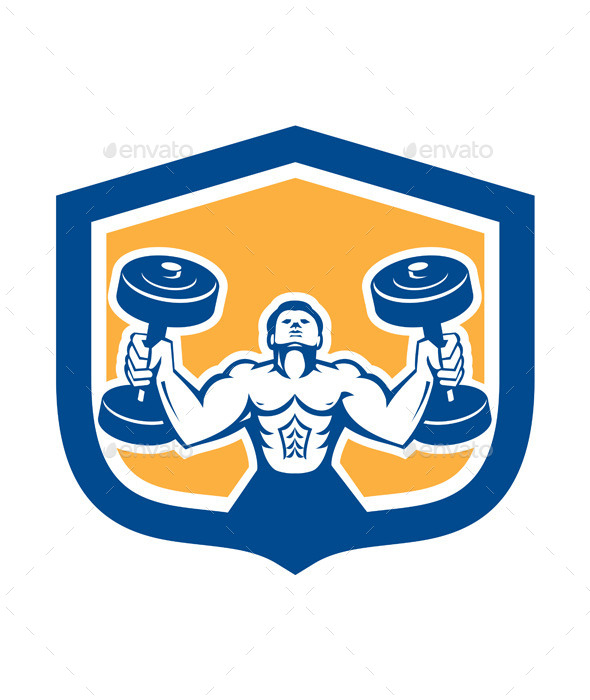 Man Lifting Dumbbell Weight Physical Fitness Retro - Sports/Activity Conceptual