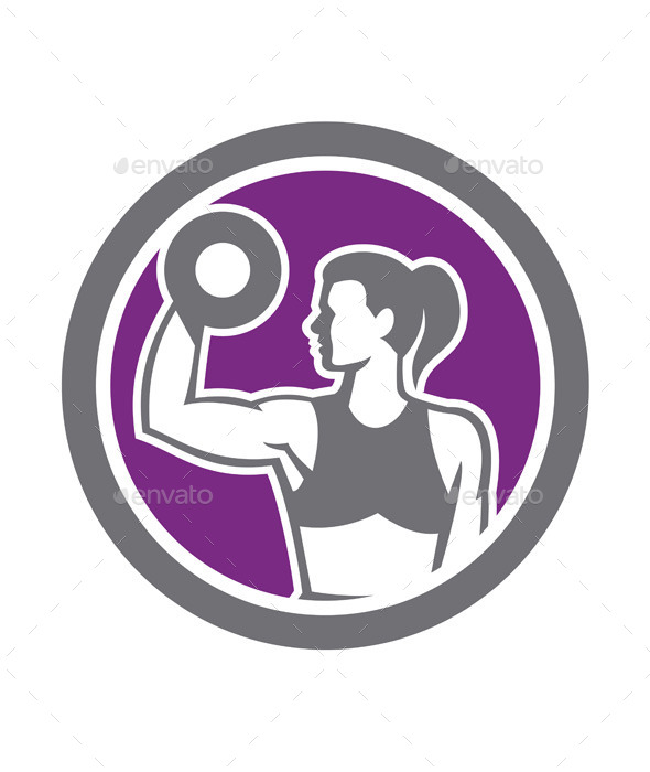 Woman Lifting Dumbbell Weight Retro - Sports/Activity Conceptual