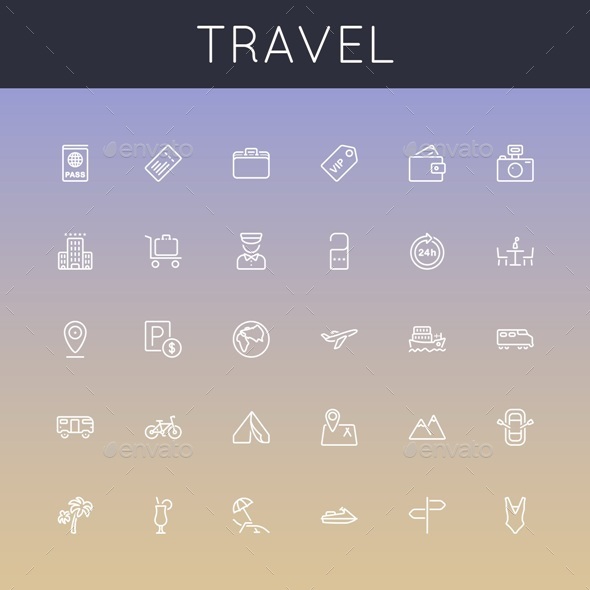 Vector Travel Line Icons - Business Icons