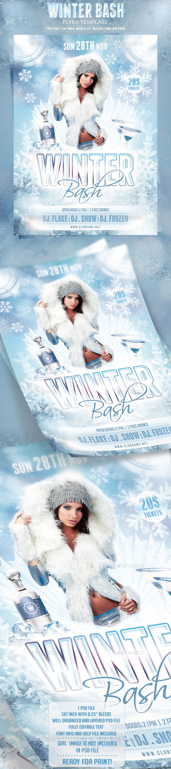 Winter Bash Flyer Template - Clubs & Parties Events