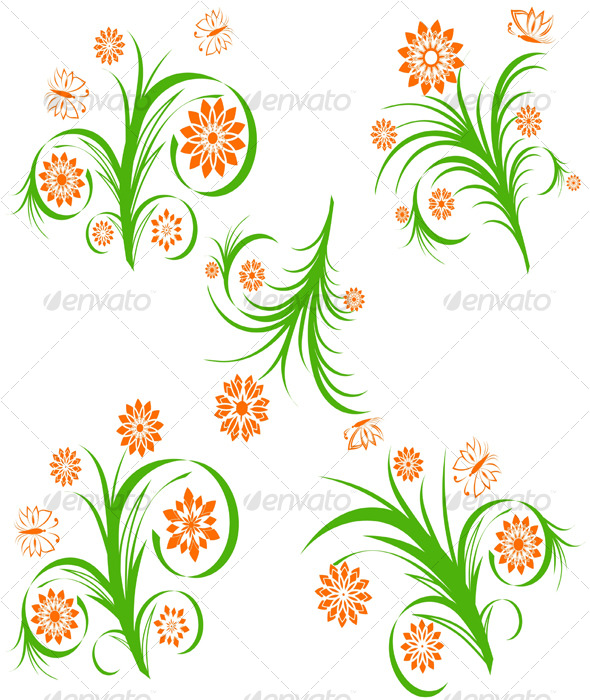 set floral ornaments 