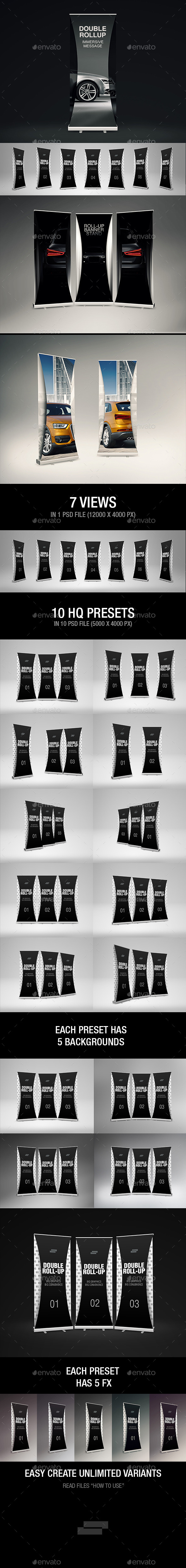 Dual Roll Up Stand Banner Mock-Up - Signage Print
