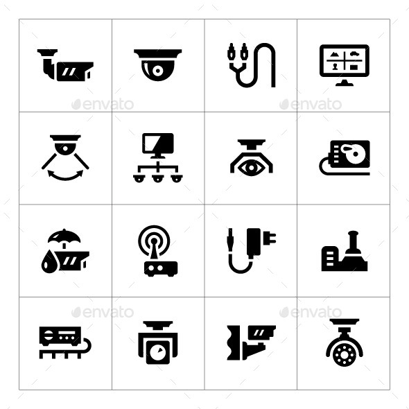 Set Icons of Video Surveillance - Technology Icons