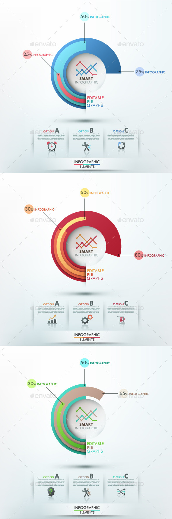 Smart Infographic Options Template (3 Items) - Infographics