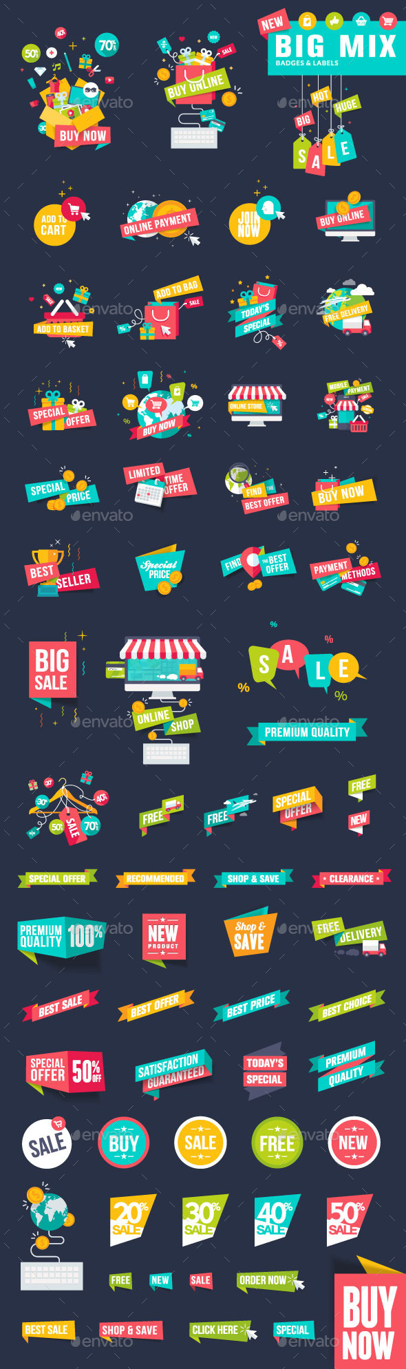 Flat Design Badges and Labels for Shopping - Commercial / Shopping Conceptual