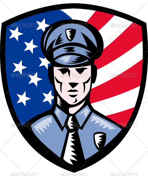 Security Guard Policeman Officer With Shield - People Characters