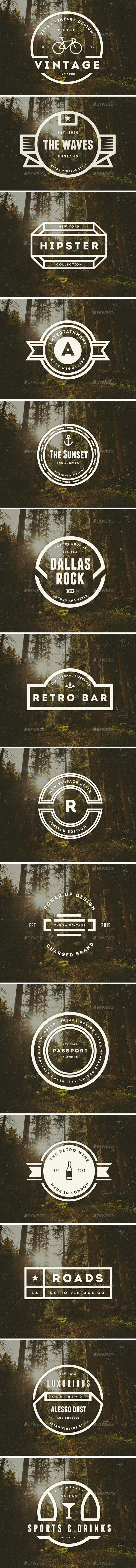 14 Vintage Logos Labels & Badges - Badges & Stickers Web Elements
